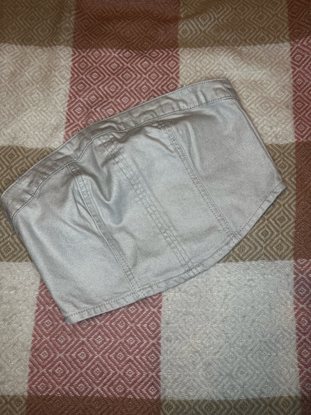 Zara Silver Metallic Strapless Crop Top